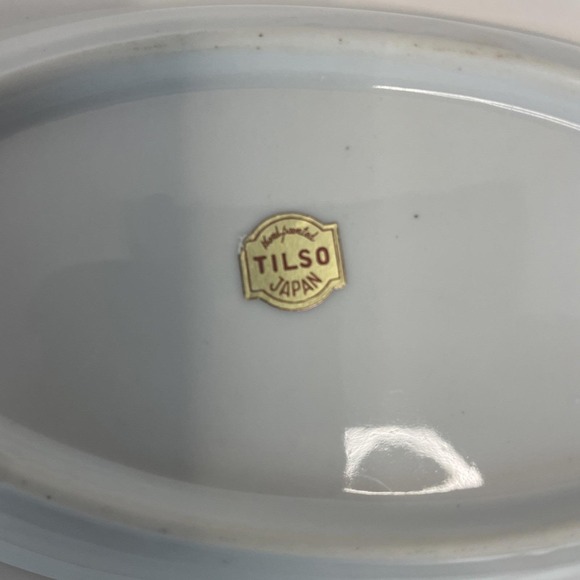 Tilso Japan Vintage Butter Dish Trinket Dish Shades of Blue Roses - Picture 10 of 16